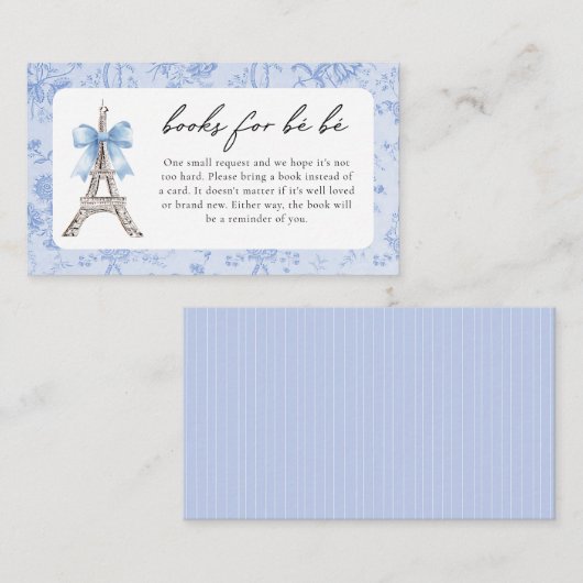 ボンジュールベーフランスのトイルブルーベビーシャワー エンクロージャーカード (正面/裏面)