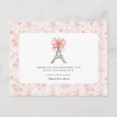 ボンジュールベーブロマンチックフランスのピンクサンキューポスト ポストカード (正面)