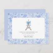 ボンジュールベーブロマンチックブルーフランスのサンキュー ポストカード (正面/裏面)