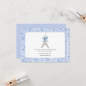 ボンジュールベーブロマンティックブルーフランスのサンキューカード カード (正面/裏面インサイチュ)