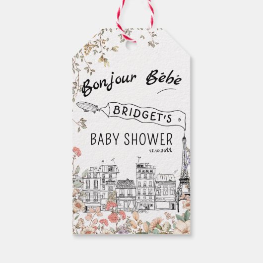 ボンジュールベ男女兼用ベビーシャワー ギフトタグ (裏面)