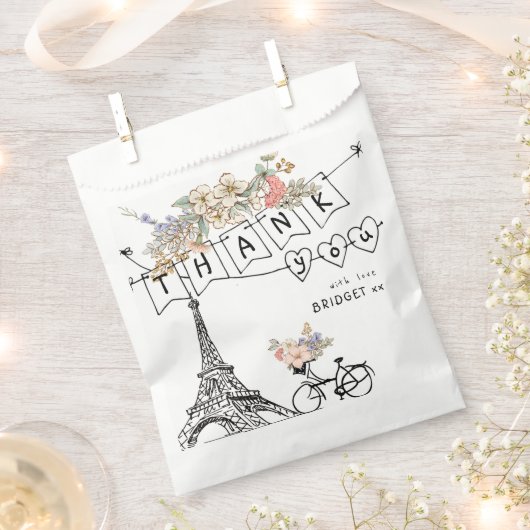 ボンジュールベ男女兼用ベビーシャワー フェイバーバッグ (クリップ留めされた状態)