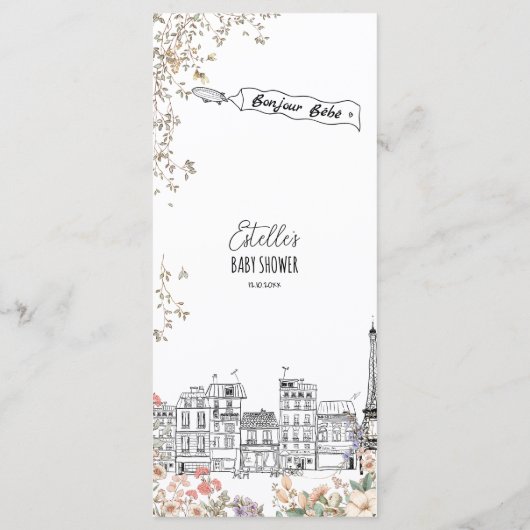 ボンジュールベ男女兼用ベビーシャワー メニュー (裏面)