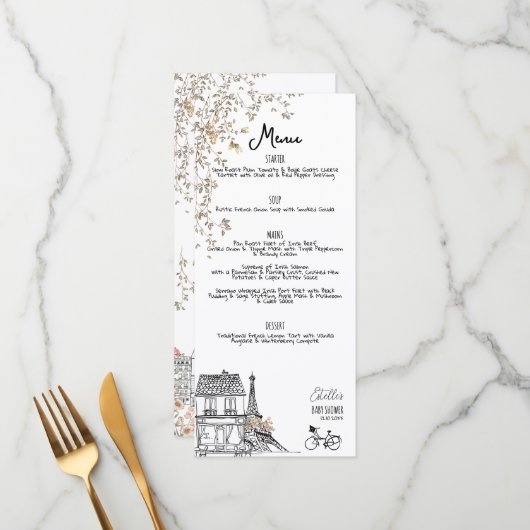 ボンジュールベ男女兼用ベビーシャワー メニュー (正面/裏面インサイチュ)