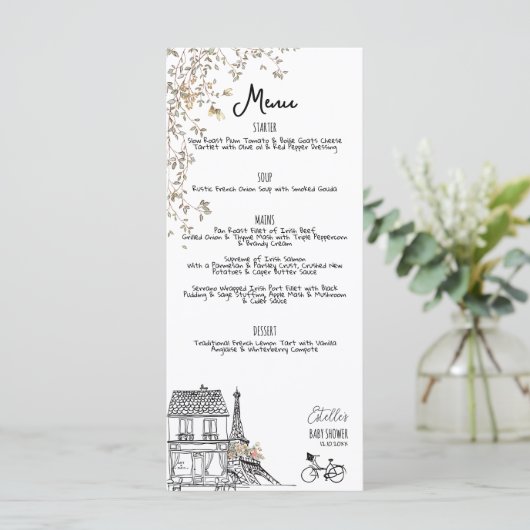 ボンジュールベ男女兼用ベビーシャワー メニュー (スタンド正面)