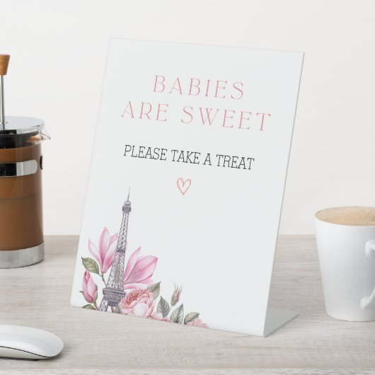 ボンジュールベ | ベビーは甘い赤ちゃんシャワーのサイン 台座サイン (インサイチュ)