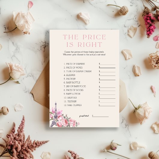 ボンジュールベ | 価格は正しい赤ちゃんシャワーゲーム 招待状