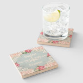 ボンジュールロマンチック装飾フローラフランスのヴィンテージ ストーンコースター (横)