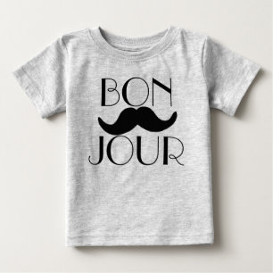 ボンジュール口ひげ ベビーTシャツ