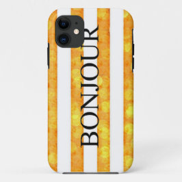 ボンジュール オレンジ ストライプ ボケ iPhone 11 ケース