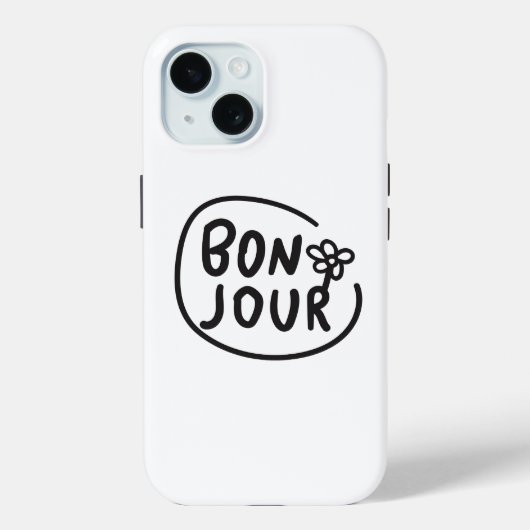 ボンジュール シンプル モダン フラワー フランス語の挨拶 Case-Mate iPhoneケース (裏面)