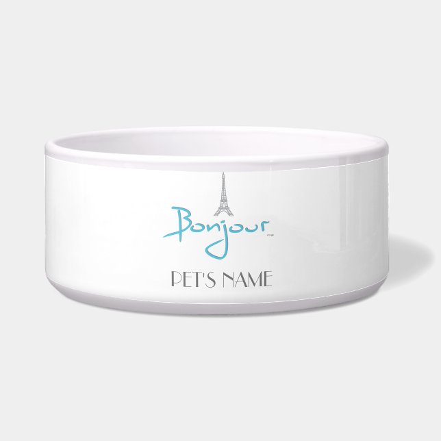 「ボンジュール、パリ、エッフェルタワー」 – カスタマイズ可能 ボウル (正面)