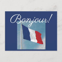 ボンジュール！フランス国旗と ポストカード