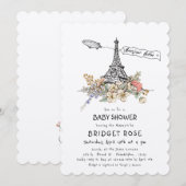 ボンジュール ベベ ジェンダーニュートラルベビーシャワー 招待状 (正面/裏面)