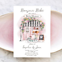 ボンジュール ベベ パリ パリのフランス語 ベイビー シャワーの招待状