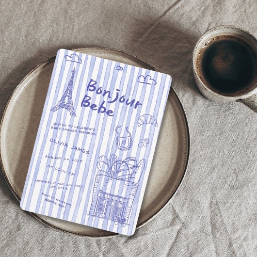 ボンジュール ベベ フランスのベビーシャワー招待状 招待状