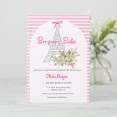 ボンジュール ベベ フランス パリ ピンク ガール ベビー シャワー 招待状 (スタンド正面)