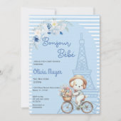 ボンジュール ベベ フランス パリ 子犬 犬 赤ちゃんのお披露目パーティー 招待状 (正面)