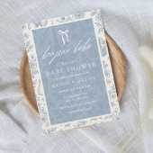 ボンジュール ベベ ブルー トワール フレンチ ボーイ ベイビー シャワー 招待状