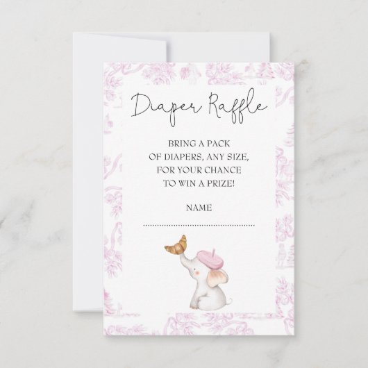 ボンジュール ベベ ロマンチック フレンチ ガール おむつくじ 招待状 (正面)