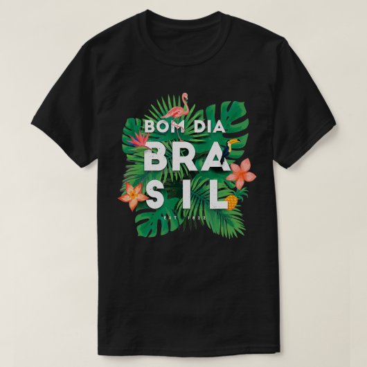 ボンディアブラジルサウスアメリカフラミンゴパーム&フロー Tシャツ (デザイン正面)