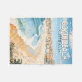 ボンディビーチオーストラリアトラベルアートヴィンテージ フリースブランケット (正面(横))