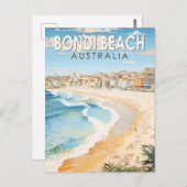 ボンディビーチオーストラリアトラベルアートヴィンテージ ポストカード