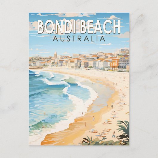 ボンディビーチオーストラリアトラベルアートヴィンテージ ポストカード