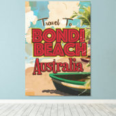 ボンディビーチオーストラリアヴィンテージバケーションポスター キャンバスプリント (インサイチュ (ウッドフロア))