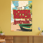 ボンディビーチオーストラリアヴィンテージバケーションポスター キャンバスプリント (インサイチュ (リビング))
