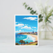 ボンディビーチオーストラリアヴィンテージ旅行イラストレーション ポストカード (スタンド正面)