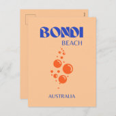 ボンディビーチ名門私立校風の、アート、オレンジ、ブルー シーズンポストカード (正面/裏面)