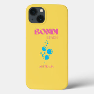 ボンディビーチ，トラベル名門私立校風のアート，黄，ピンク iPhone 13ケース