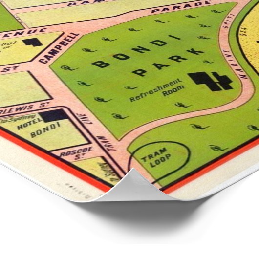 ボンディビーチ、ヴィカールの不動産ヴィンテージオークションのポスター ポスター (角)