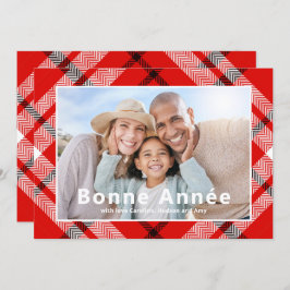 ボンネアネフランスのレエレガントレッドプレイド写真