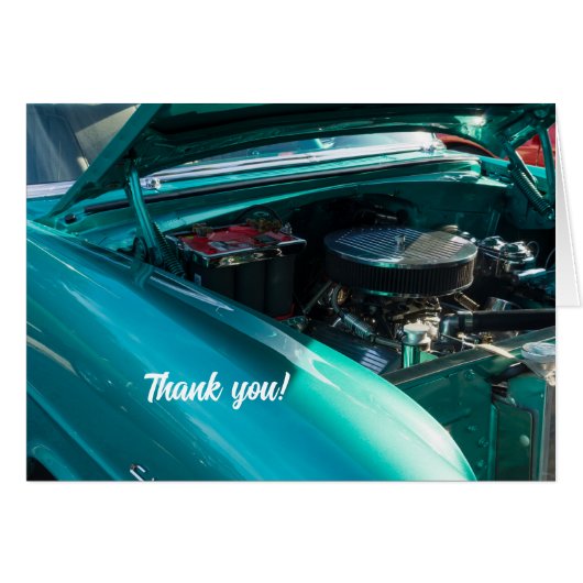 ボンネットの下のサンキューカード (正面横)