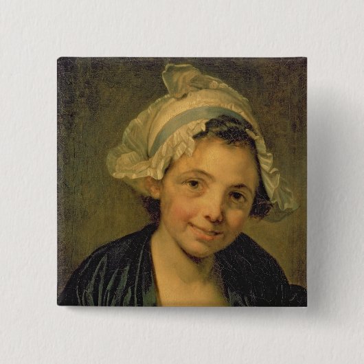 ボンネットの女の子、1760年代 缶バッジ (正面)