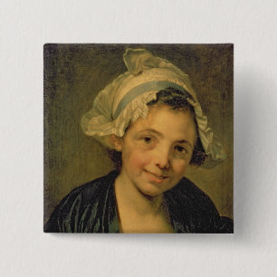 ボンネットの女の子、1760年代 缶バッジ