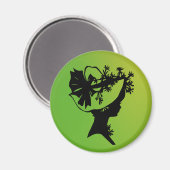 ボンネットの女性20緑AH2010 マグネット (正面/裏面)