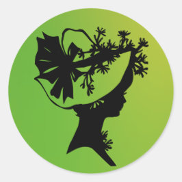 ボンネットの女性20緑AH2010 ラウンドシール