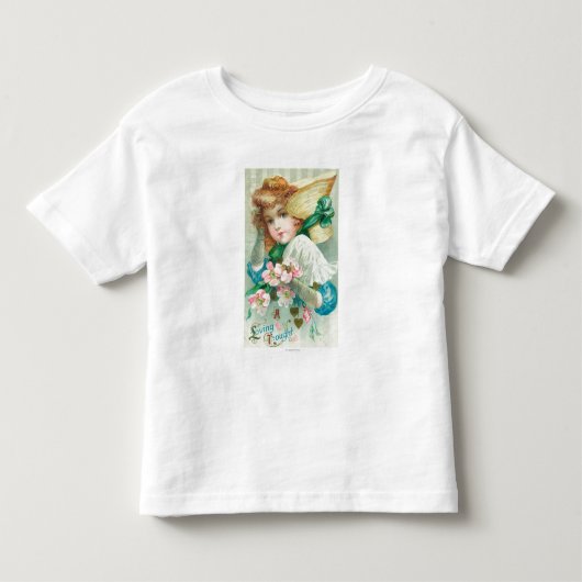 ボンネットを持つ愛する思考の娘 トドラーTシャツ (正面)