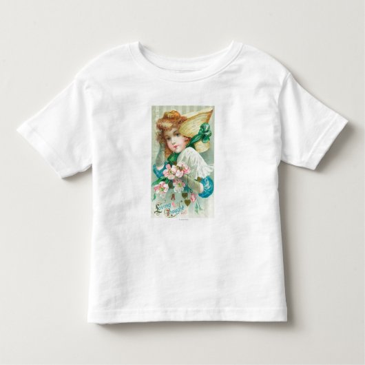 ボンネットを持つ愛する思考の娘 トドラーTシャツ (正面)