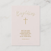 ボンネットを持つ洗礼の女の赤ちゃん 名刺 (裏面)