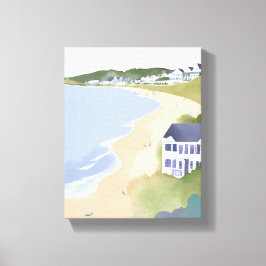 ボンネットショア | ロードアイランドビーチウォーターカラー キャンバスプリント