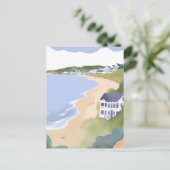 ボンネットショア | ロードアイランドビーチウォーターカラー ポストカード (スタンド正面)