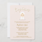 ボンネット付きバプテスマ·ベビーガール 招待状 (正面)