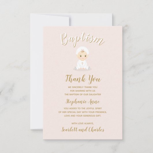 ボンネット付きバプテスマ·ベビーガール 招待状 (正面)