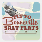 ボンネヴィルSalt Flat Utahヴィンテージ旅行ポスター スクエアシール (正面)