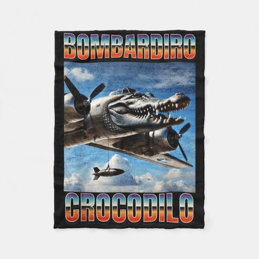 ボンバルディロクロコディロおもしろいトレンディーブイタリアンリンロット フリースブランケット (正面)