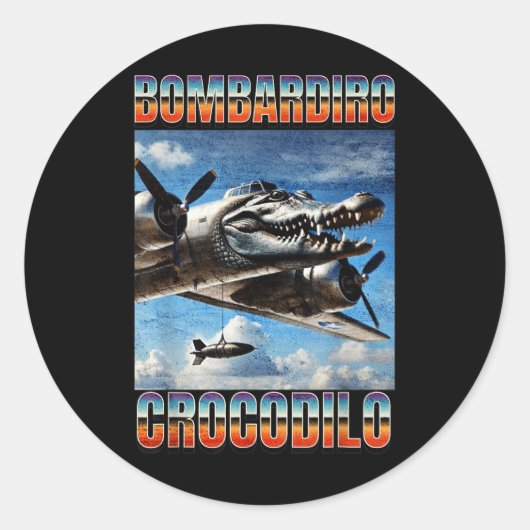 ボンバルディロクロコディロおもしろいトレンディーブイタリアンリンロット ラウンドシール (正面)